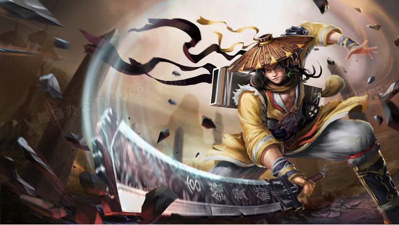 斗笠挥剑的武侠游戏原画