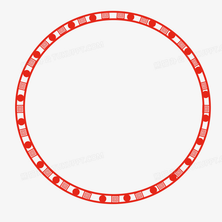 中式红色几何圆框免抠元素png图片素材下载红色png熊猫办公
