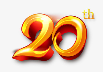 在整个配色上使用黄色作为基础色调,设计了立体数字20创意艺术字