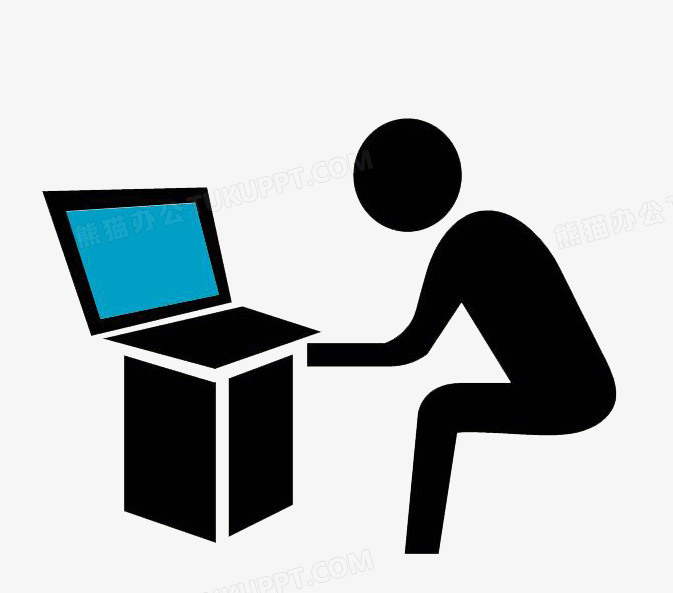 玩电脑的火柴人矢量