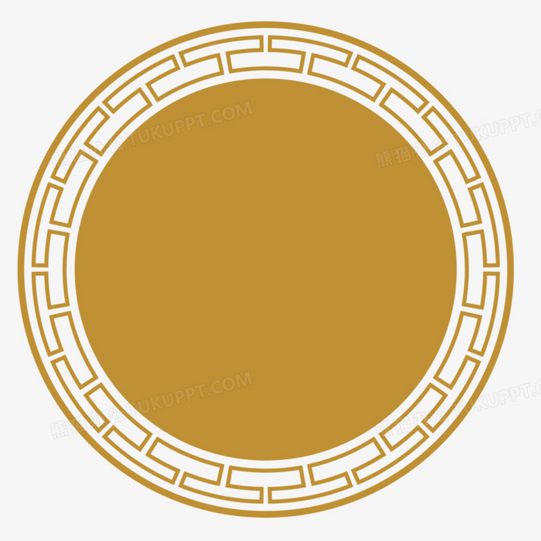 中式圆边框土色免抠元素