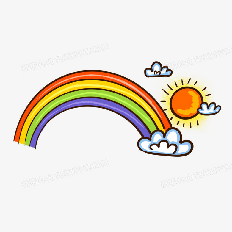 太阳和白云简笔画彩虹图片