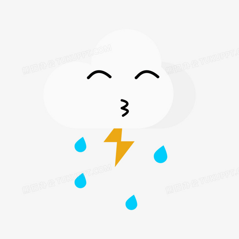 擬人化可愛下雨閃電天氣圖標元素