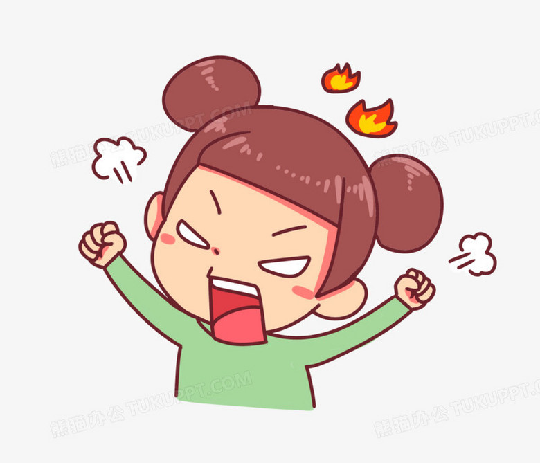 卡通手绘女生破口大骂表情包素材