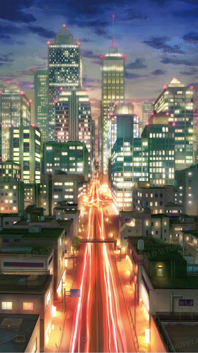 日本动漫繁华都市建筑高楼大厦