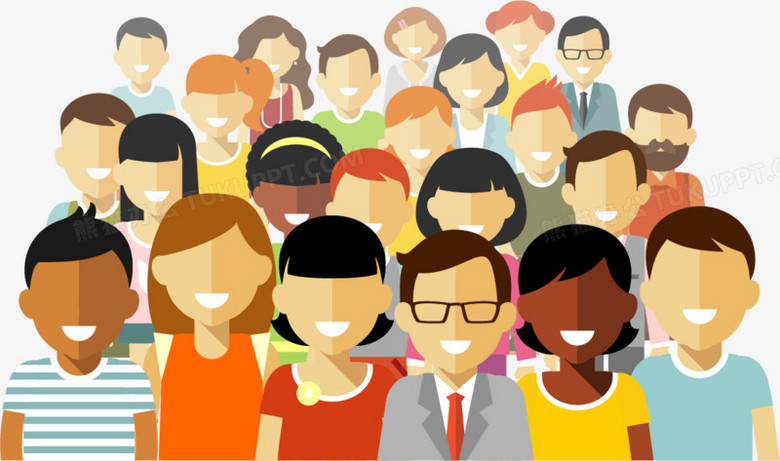 设计了一个人群在照相的场面,卡通效果的展现形式更好的突出人们和谐