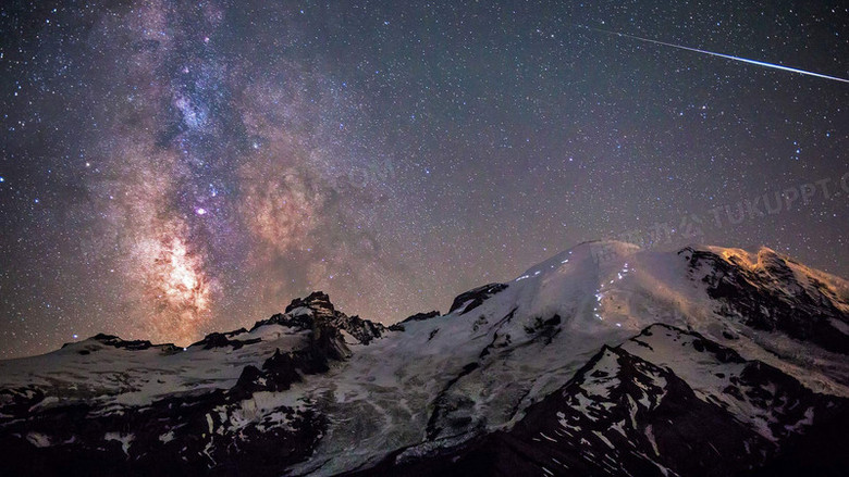 雷尼尔山星空灿烂png图片素材下载 星空png 熊猫办公