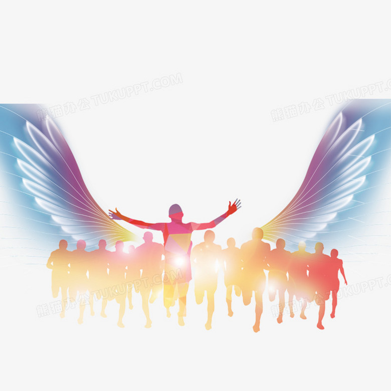 本作品全称为《彩色扁平风张开双翅奔向梦想元素》,使用 adobe