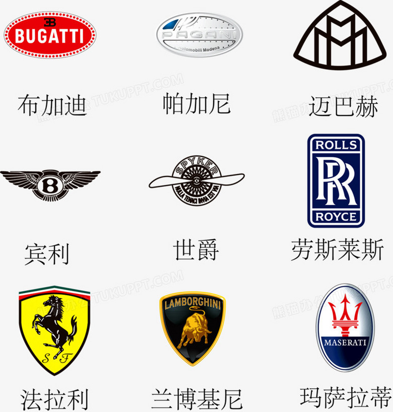 本作品全称为《彩色简约风名贵奢侈豪车汽车车标元素》,使用adobe
