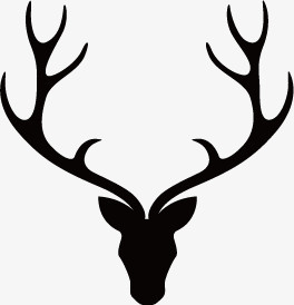 本作品全称为《黑色简约风鹿头长长的鹿角剪影元素》