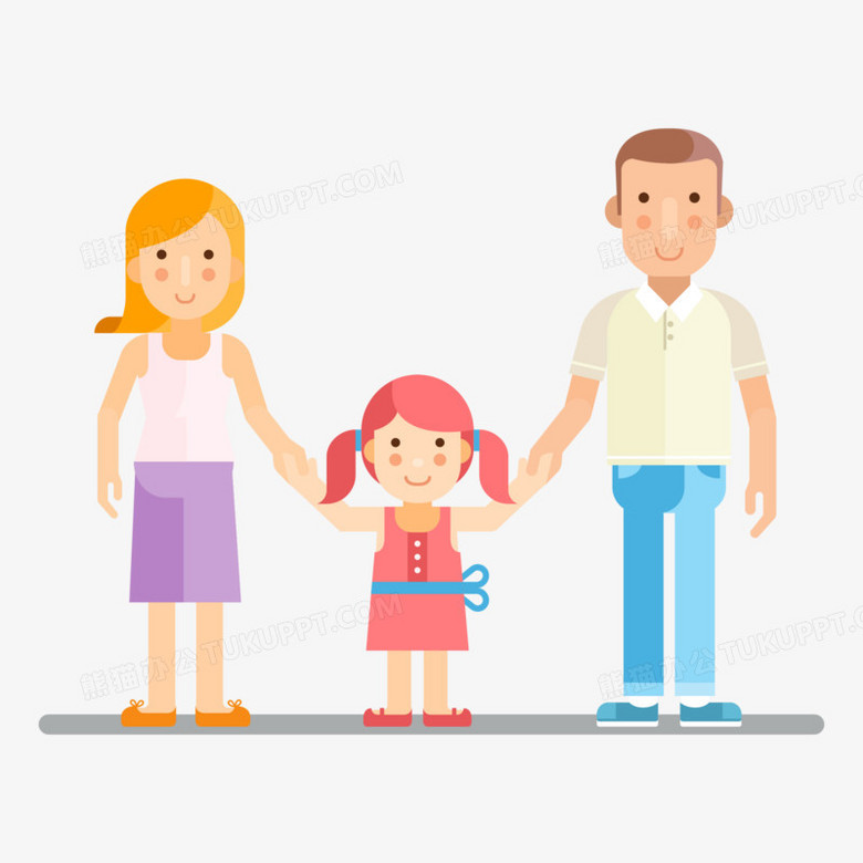 矢量卡通三口之家合影元素PNG图片素材下载_矢量PNG_熊猫办公