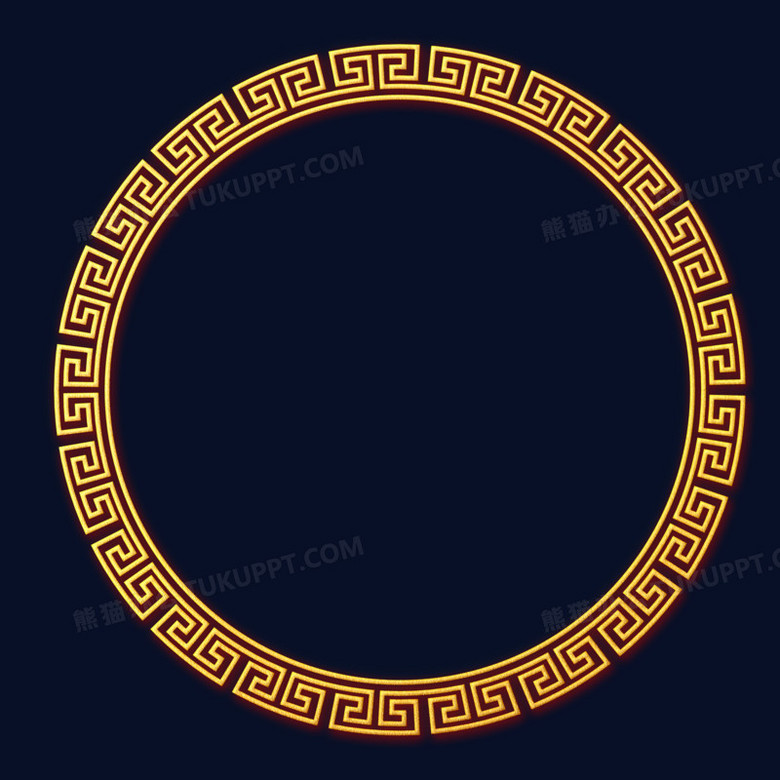 中国风古典纹样圆形边框元素