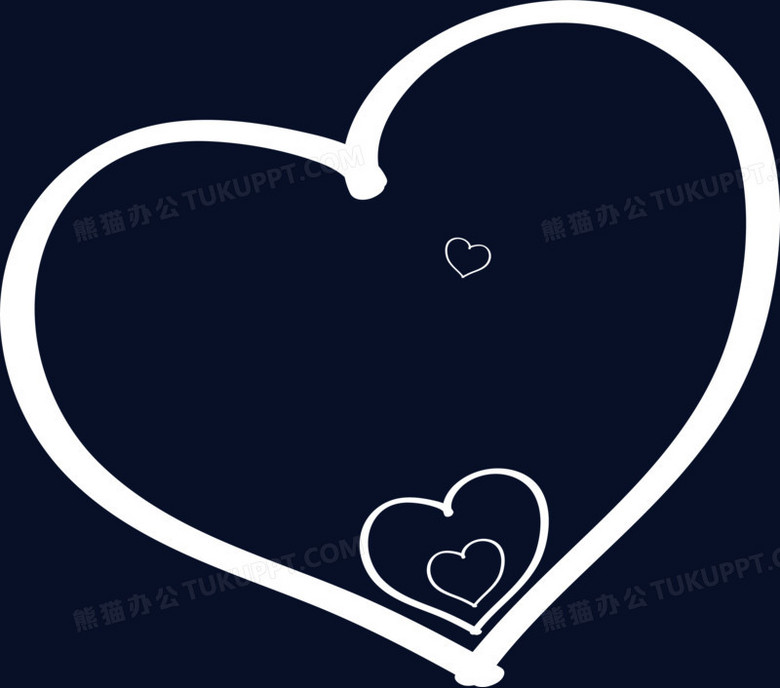 白色心形简笔图