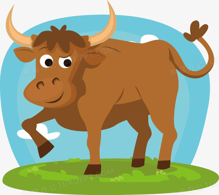 本作品全称为《棕色卡通手绘甩尾巴的牛创意元素》,使用adobe