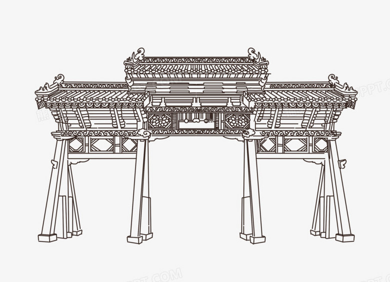 本作品全称为《简约手绘线稿太原迎泽公园元素》,使用 adobe