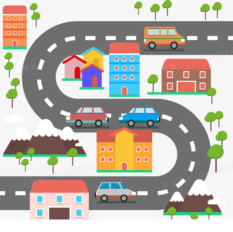 马路建筑物矢量图PNG图片素材下载_马路PNG_熊猫办公