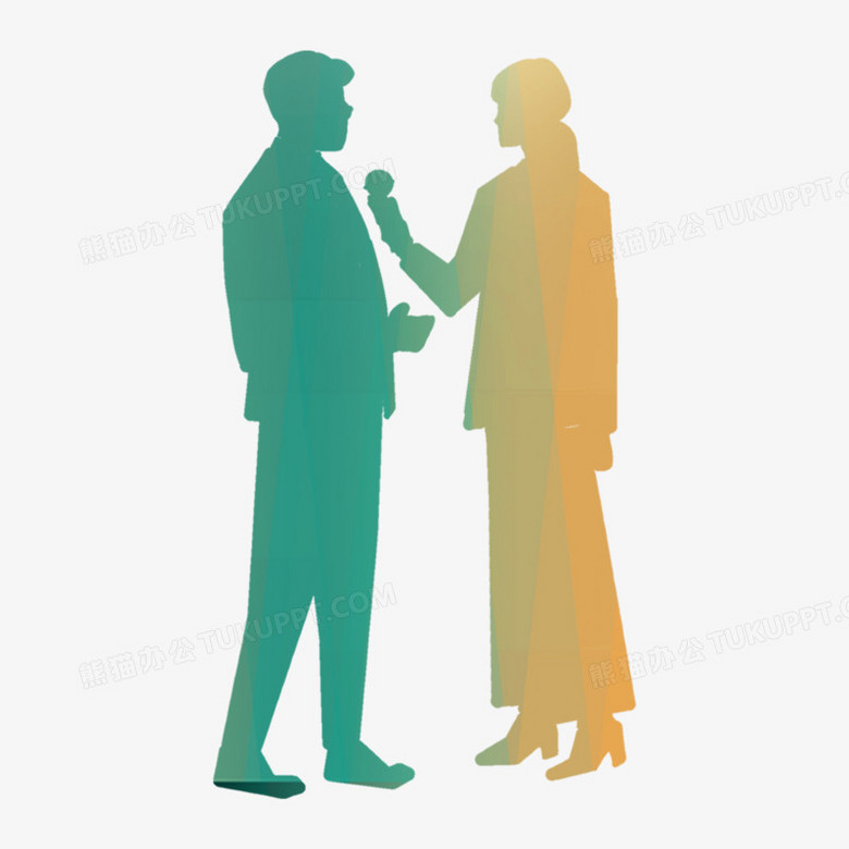 记者采访人物剪影装饰元素