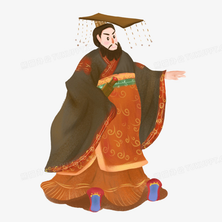 手绘秦始皇形象插画PNG图片素材下载_形象PNG_熊猫办公
