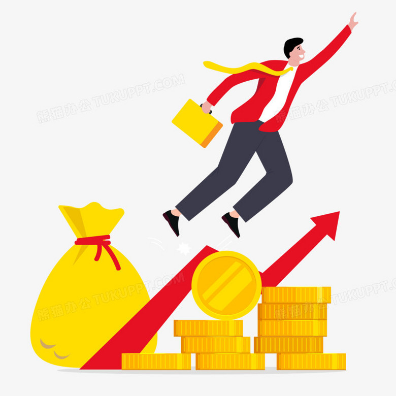 卡通手绘销售业绩打标拿到提成免抠元素