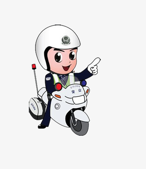 设计了骑着摩托车的可爱交警,整体呈现卡通风