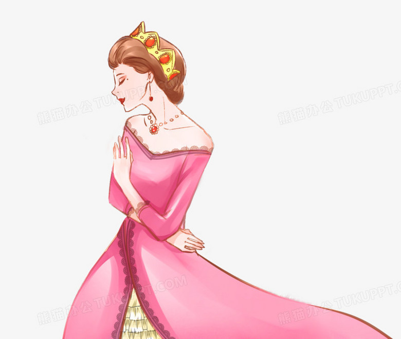 三八女王节带皇冠的女王手绘插画元素