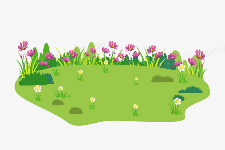 手绘卡通花园草坪免抠元素