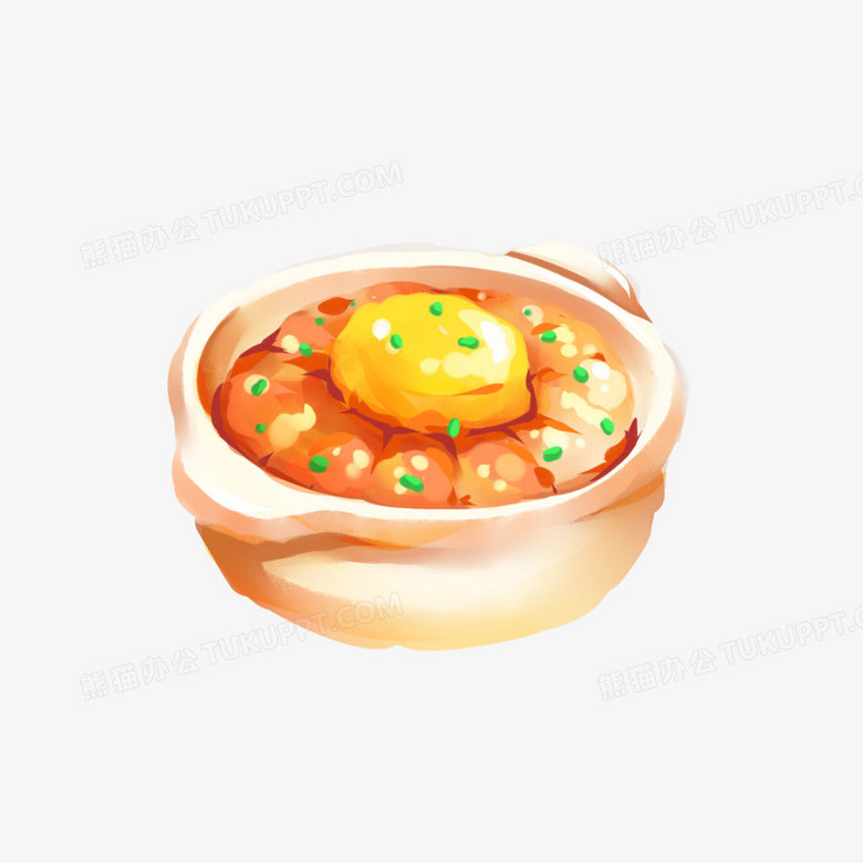 本作品全称为《卡通手绘肉饼蒸蛋食物元素》,使用 adobe photoshop cc