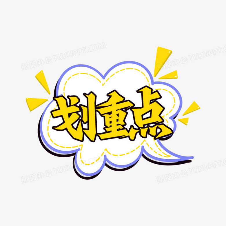 划重点卡通黄色艺术字