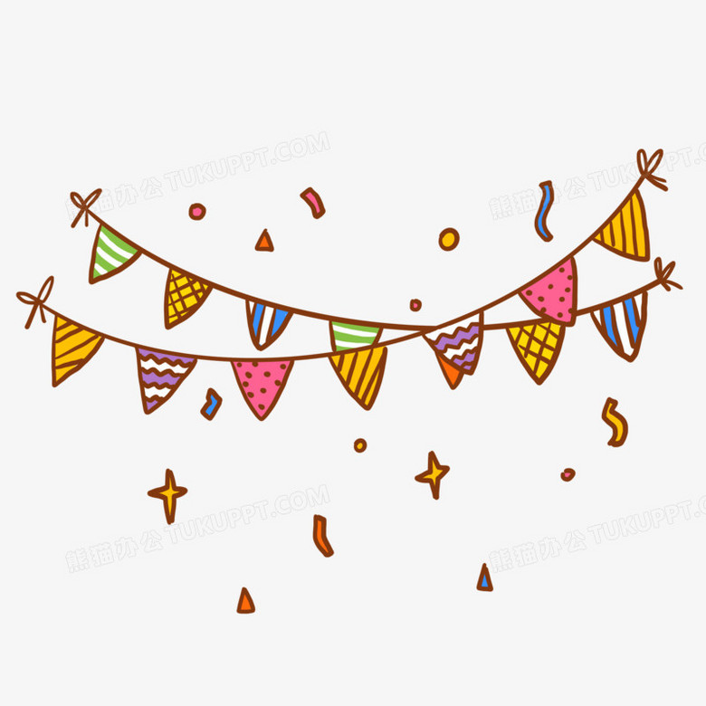 手绘卡通小彩旗免抠元素