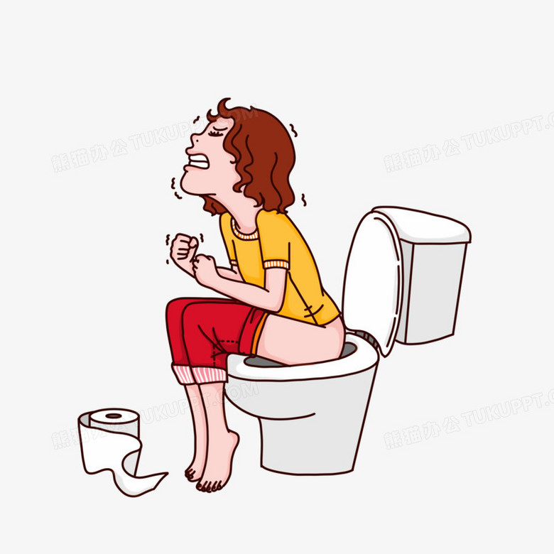 手绘卡通便秘女性免抠元素