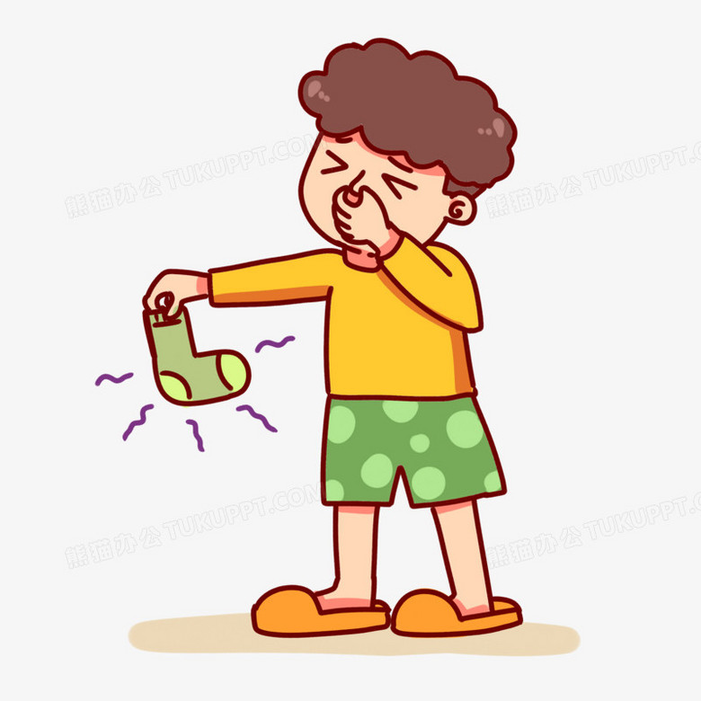 手绘卡通难闻袜子臭味表情素材