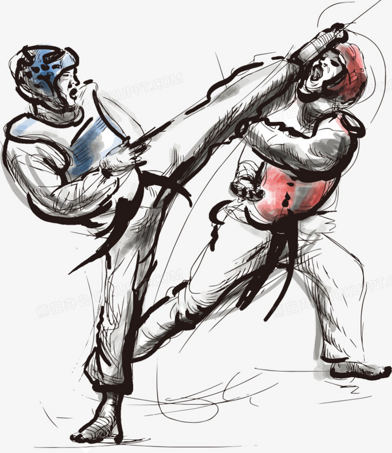 跆拳道素描图片