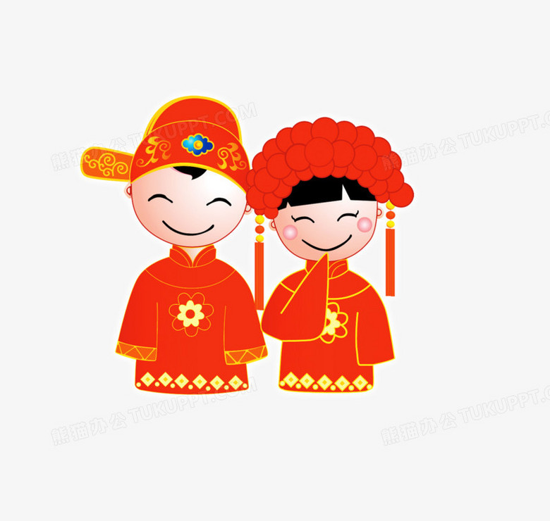 红色婚礼结婚小人