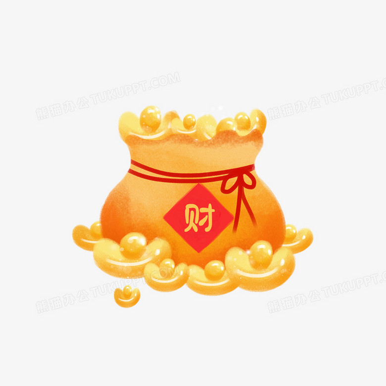 金色手绘卡通金币福袋png图片素材下载 卡通png 熊猫办公 金色手绘卡通金币福袋png图片素材下载 卡通png 熊猫办公