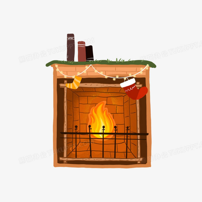 本作品全称为《卡通手绘冬天燃烧的火炉元素》,使用 adobe photoshop