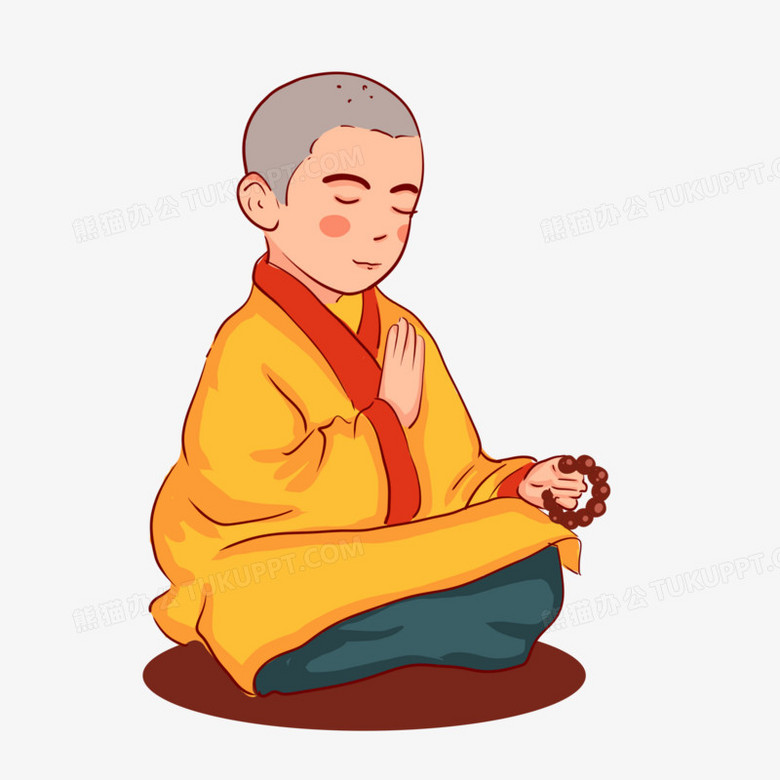 小和尚念经卡通元素