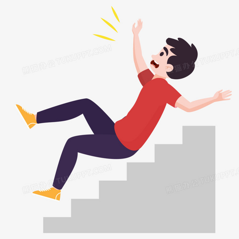 手绘卡通防止意外摔跤警示插画元素png图片素材下载_手绘png_熊猫办公