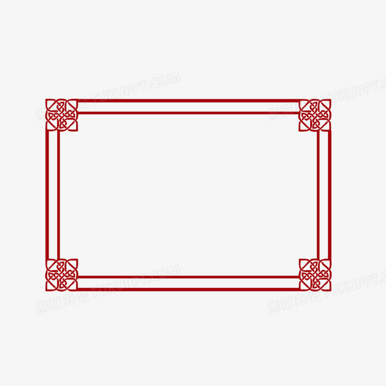 紅色長方形中國風邊框元素