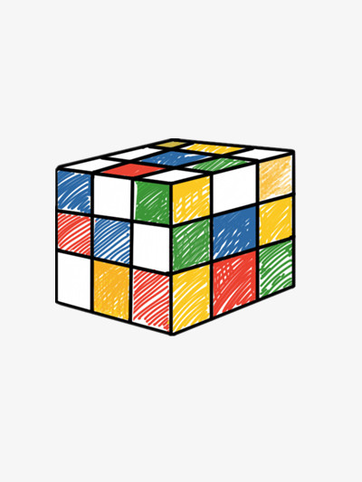在整个配色上使用多种色彩作为基础色调,设计了玩具魔方,卡通效果的
