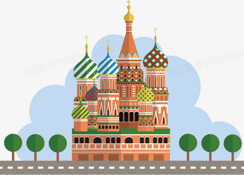 本作品全称为《棕色卡通风俄罗斯风情建筑城堡元素》,使用adobe