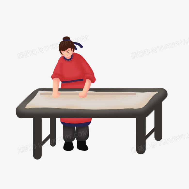 卡通手绘古代传统造纸造纸术过程素材