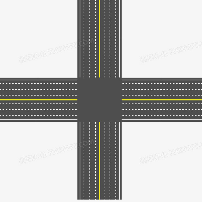 卡通手绘十字路口元素