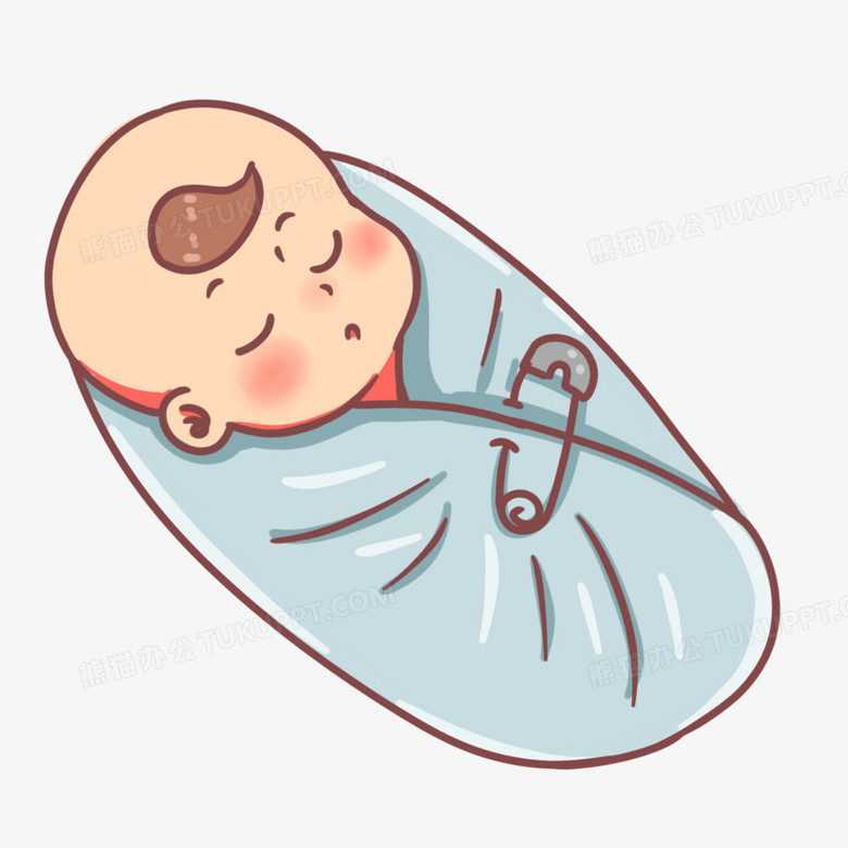 手绘卡通新生儿襁褓中的婴儿素材