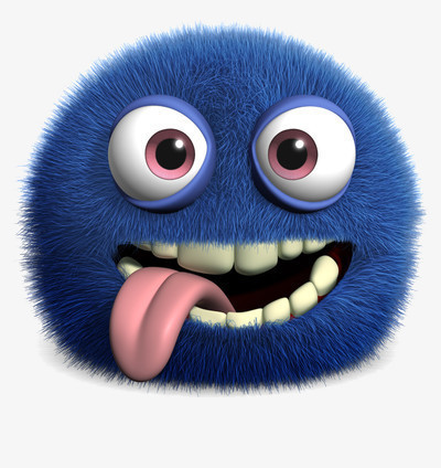 本作品全称为《蓝色简约风毛绒伸长舌头的搞怪毛球元