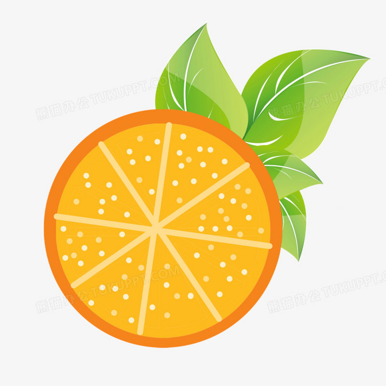 卡通手绘切开的的橘子素材