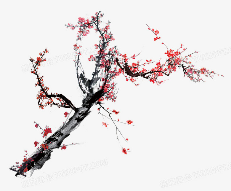 水墨桃花png图片素材下载 水墨png 熊猫办公