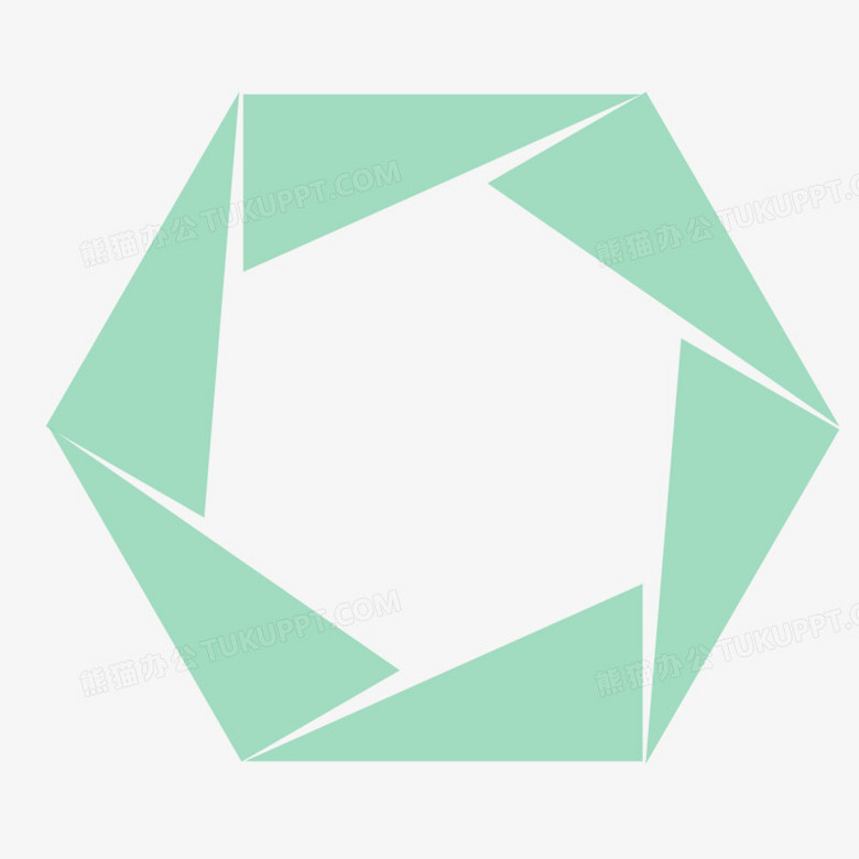 本作品全称为《绿色简约风三角形组成的六边形图形元素》,使用adobe