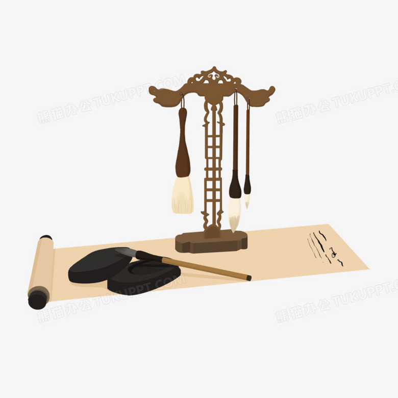 卡通手绘古代文房四宝四件套免抠元素