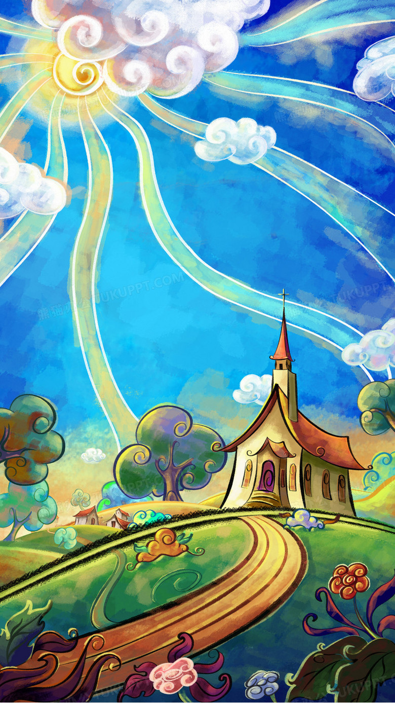 卡通教会油画png图片素材免费下载 教会png 3375 6000像素 熊猫办公