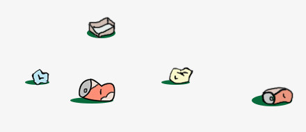 在整个配色上使用彩色作为基础色调,设计了罐头,纸屑等元素,卡通效果